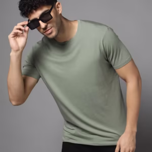 Men Solid Crew Neck Cotton Blend Grey T-Shirt