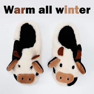 FORESTSSG Cute Cow Cotton Slippers for Men and Women