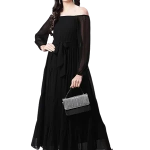 Cottinfab Women’s Off-Shoulder Georgette Maxi Dress