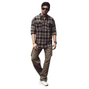 Snitch Men's Lining Black Shirt Slim Fit Cottonv